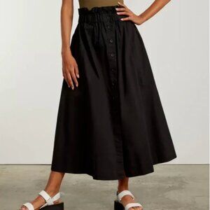 Everlane The Easy Button Front Black Cotton Midi Skirt Women’s Size XS